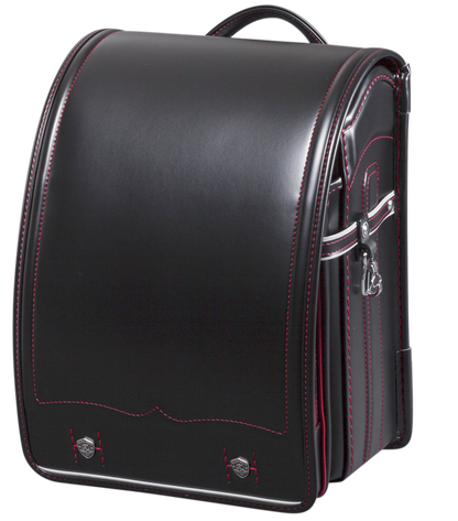 ふくふくらんどオリジナル　人工皮革タフロック®　黒×赤[ステッチ]