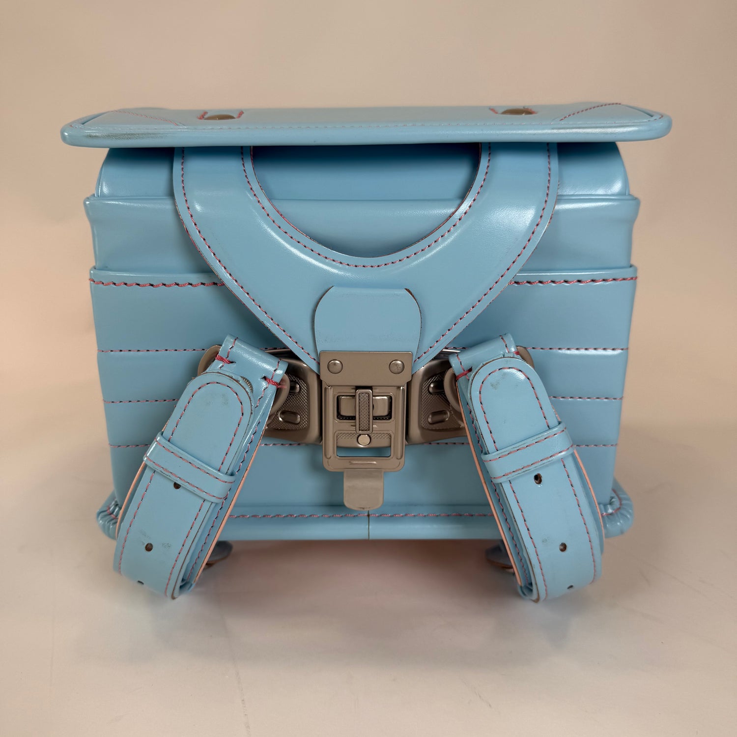 【アウトレット】五十嵐製作所　総牛革セミ光沢　スカイ×ピンク（背ピンク）